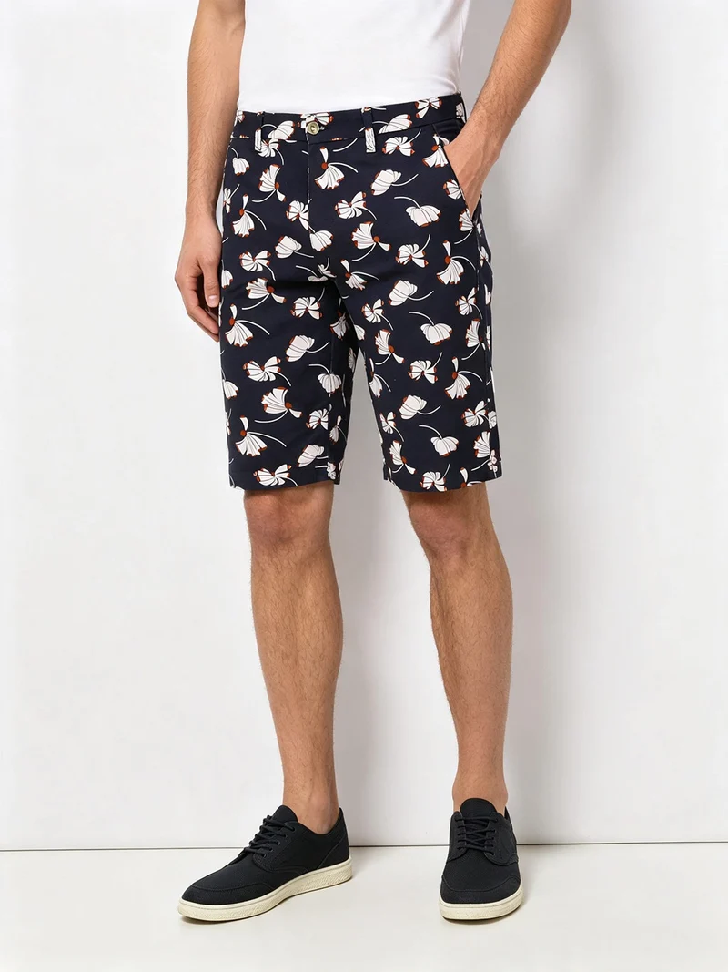 Bermuda da uomo in cotone con stampe - multicolore