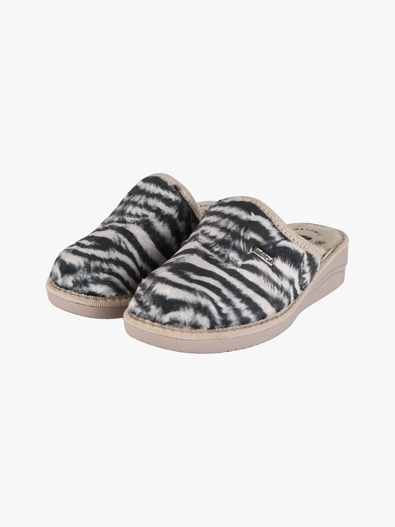 Pantofole donna invernali con zeppa - beige