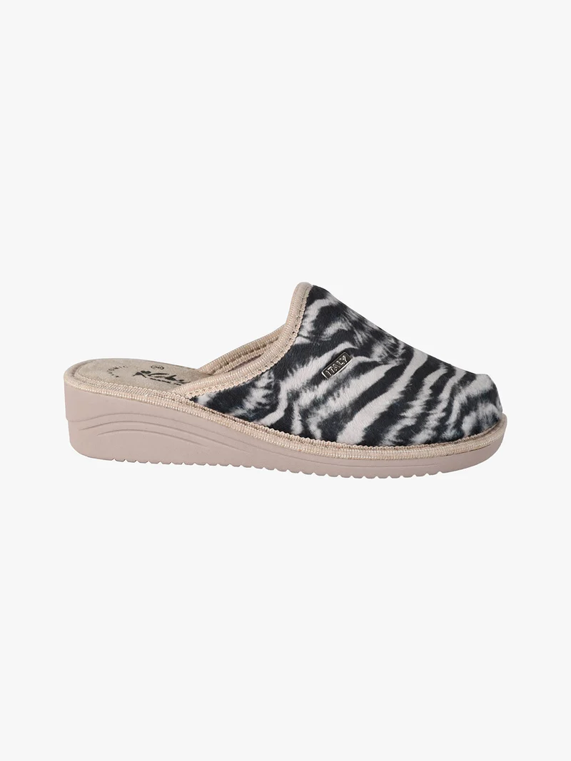 Pantofole donna invernali con zeppa - beige