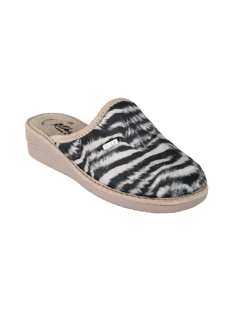 Pantofole donna invernali con zeppa - beige
