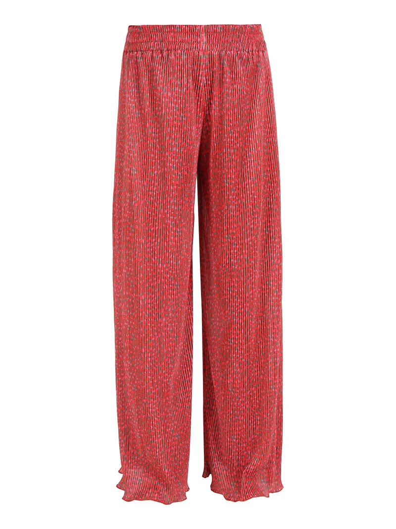 Pantaloni da donna a gamba larga plissettati - rosso