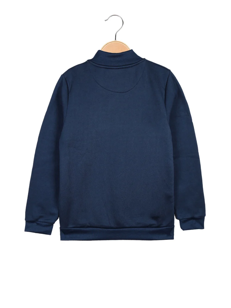 Felpa pesante da ragazza con zip - blu scuro