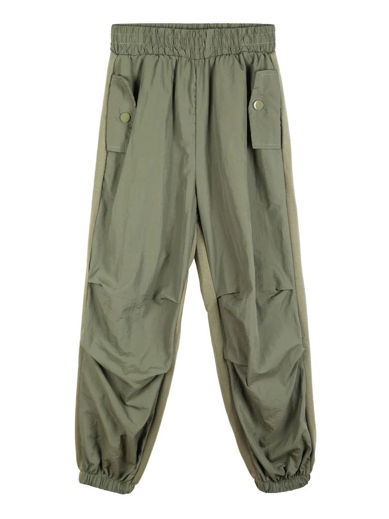 Pantaloni sportivi da bambina con polsini - militare