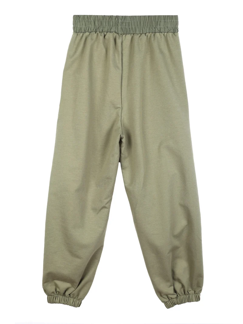 Pantaloni sportivi da bambina con polsini - militare