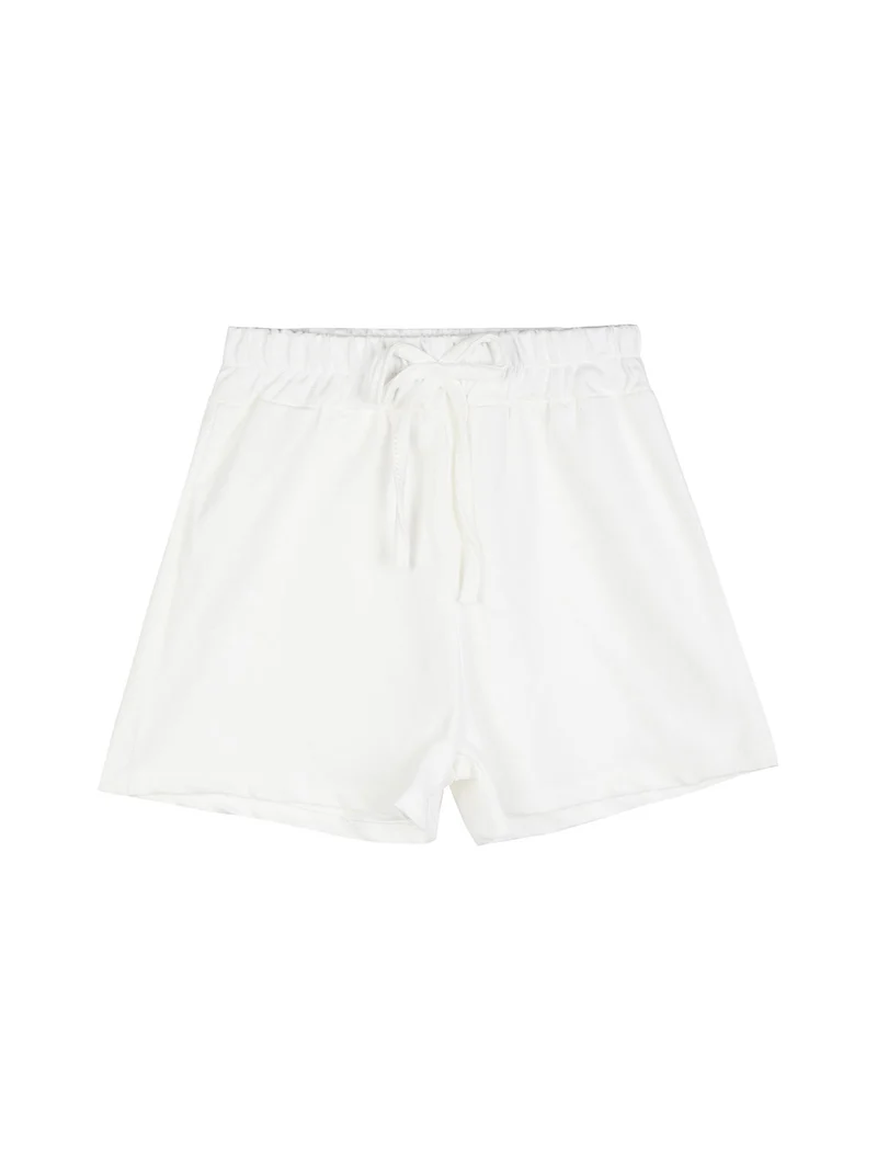 Shorts da bambina in cotone - bianco