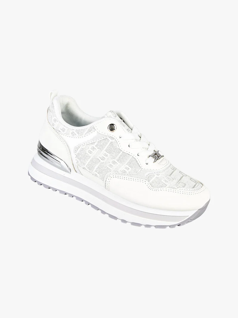 Sneakers donna stringate con platform - bianco