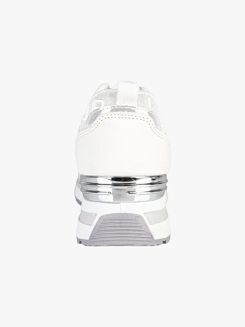 Sneakers donna stringate con platform - bianco