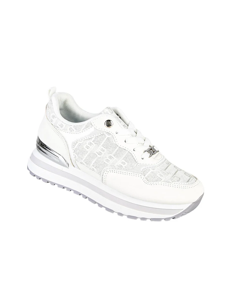 Sneakers donna stringate con platform - bianco
