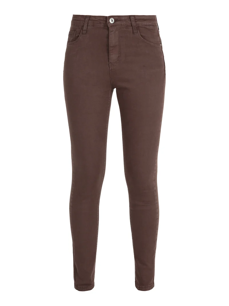 Pantaloni donna skinny push up - marrone