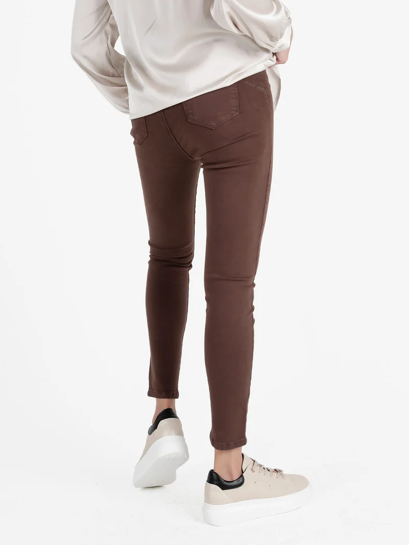 Pantaloni donna skinny push up - marrone