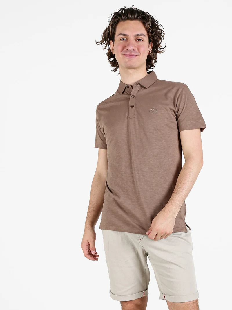 Polo uomo in cotone a maniche corte - marrone