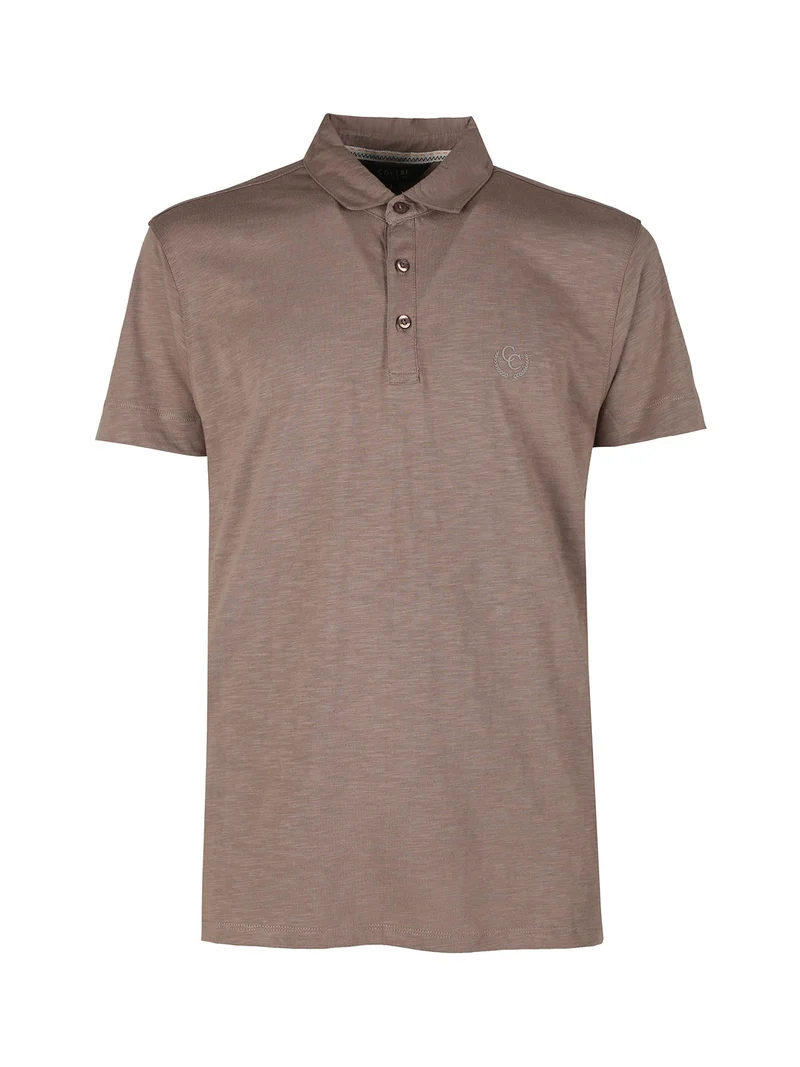 Polo uomo in cotone a maniche corte - marrone