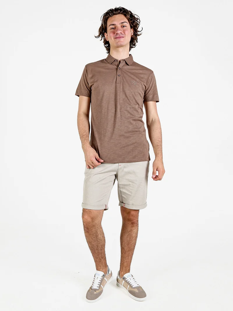 Polo uomo in cotone a maniche corte - marrone