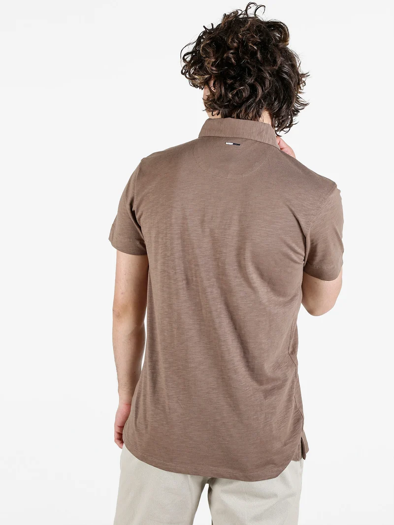 Polo uomo in cotone a maniche corte - marrone