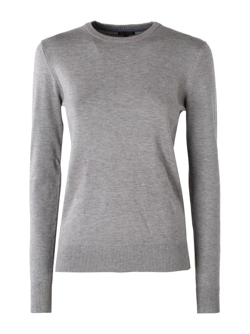 Pullover girocollo da donna in maglia tinta unita - grigio