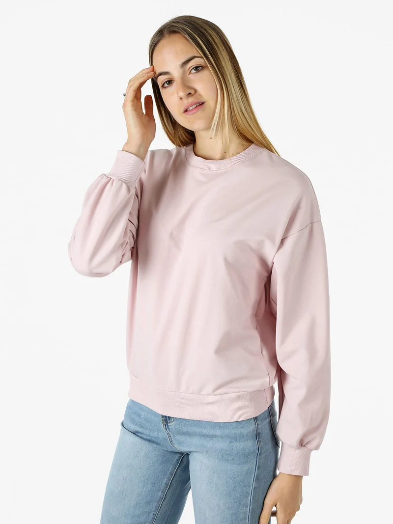 Felpa girocollo da donna in cotone - rosa