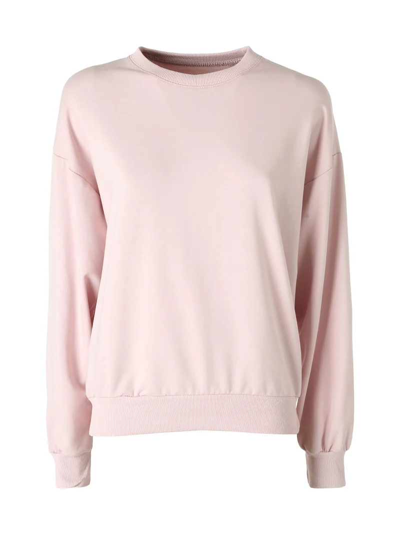 Felpa girocollo da donna in cotone - rosa