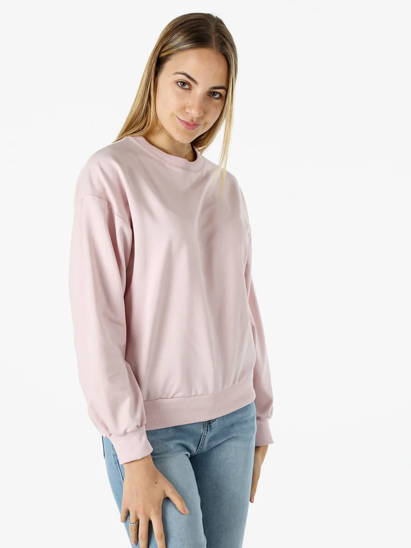 Felpa girocollo da donna in cotone - rosa