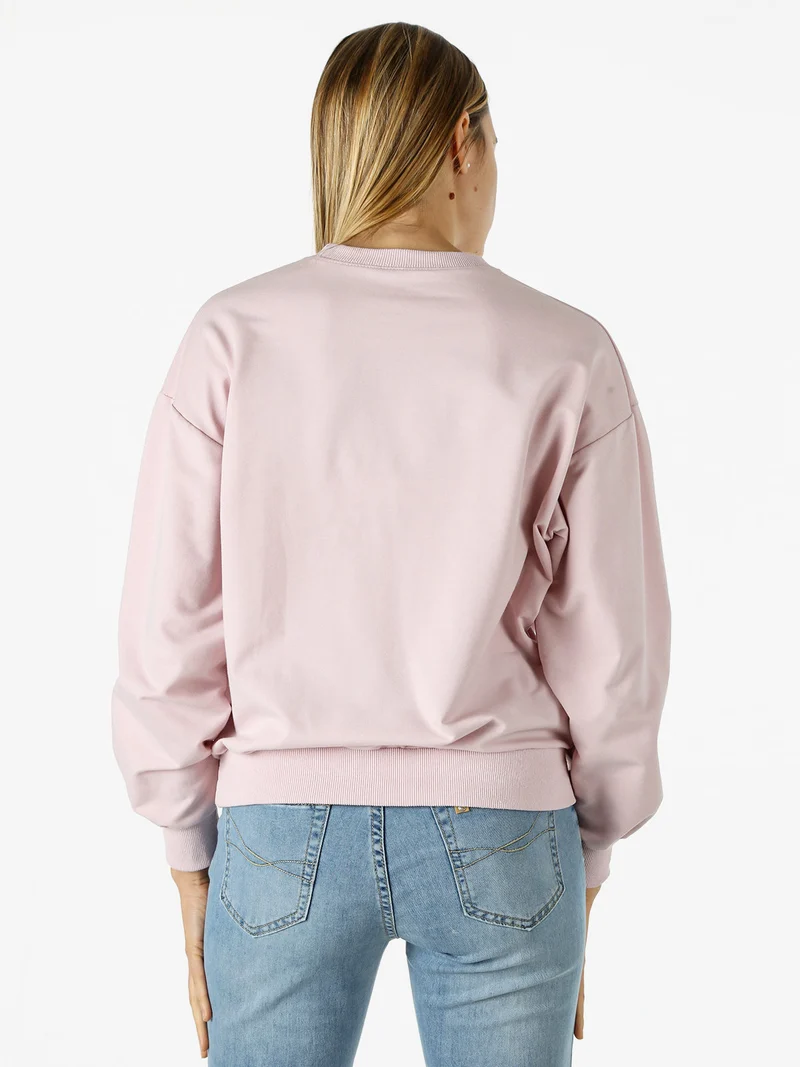 Felpa girocollo da donna in cotone - rosa
