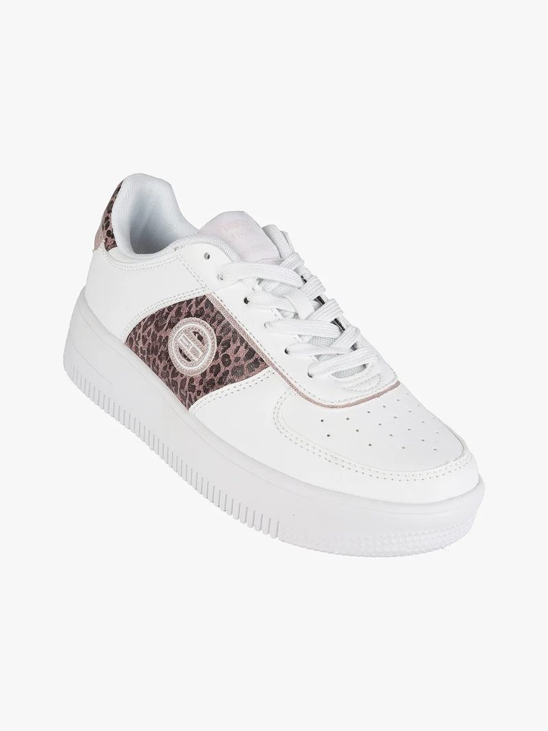 Sneakers donna animalier con platform - bianco