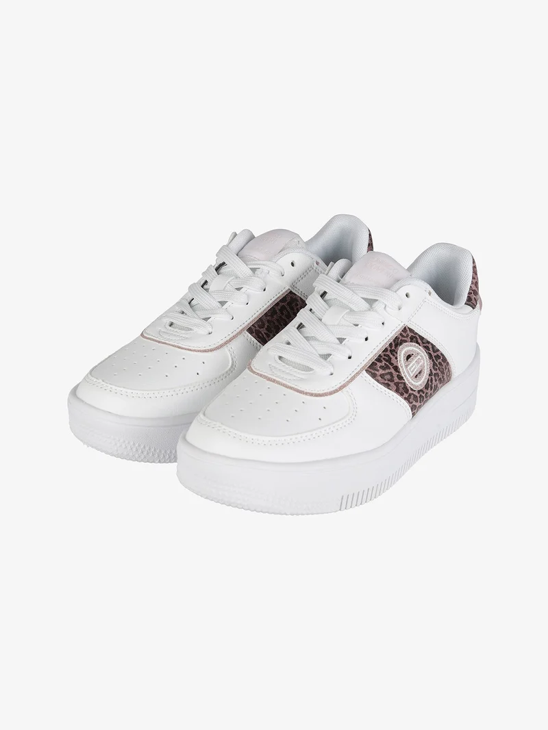 Sneakers donna animalier con platform - bianco