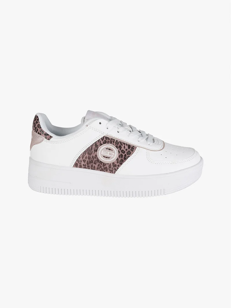Sneakers donna animalier con platform - bianco