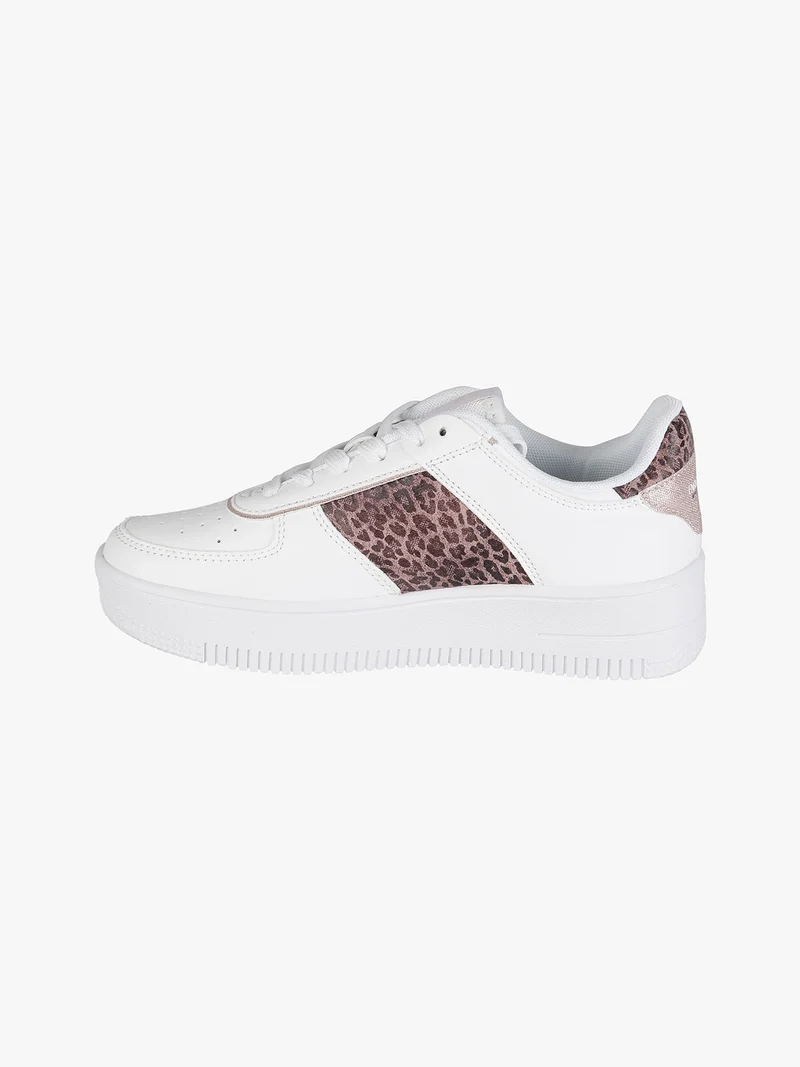 Sneakers donna animalier con platform - bianco