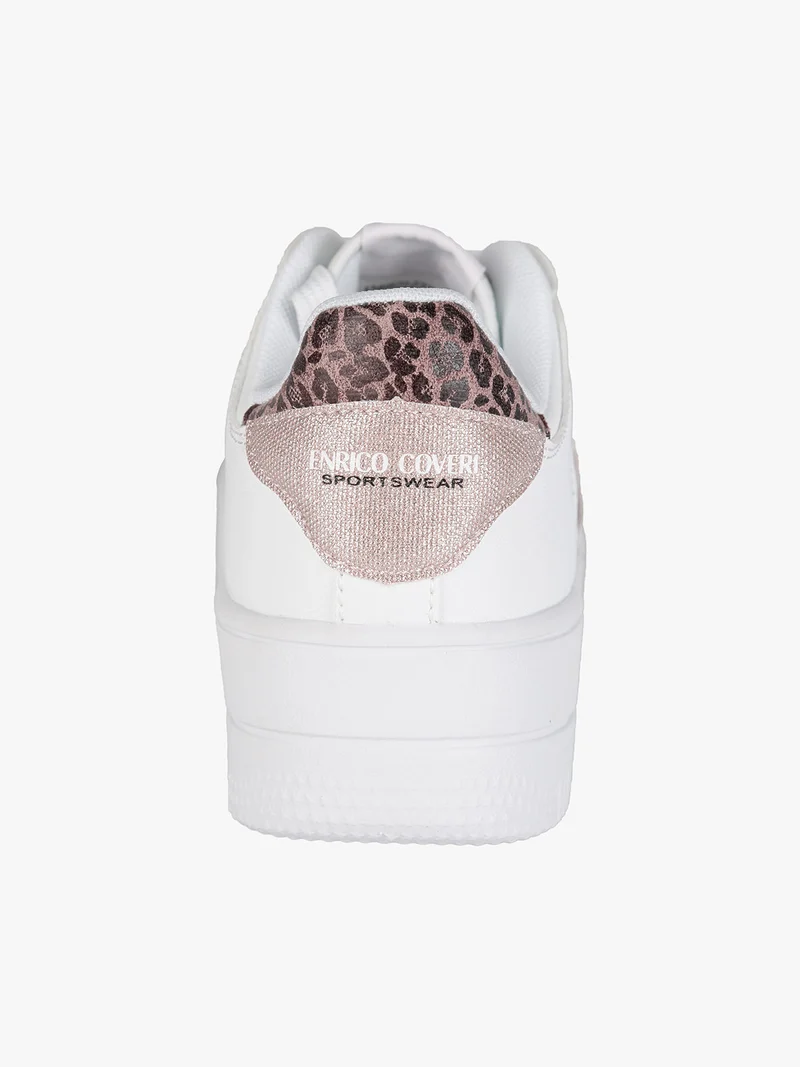 Sneakers donna animalier con platform - bianco