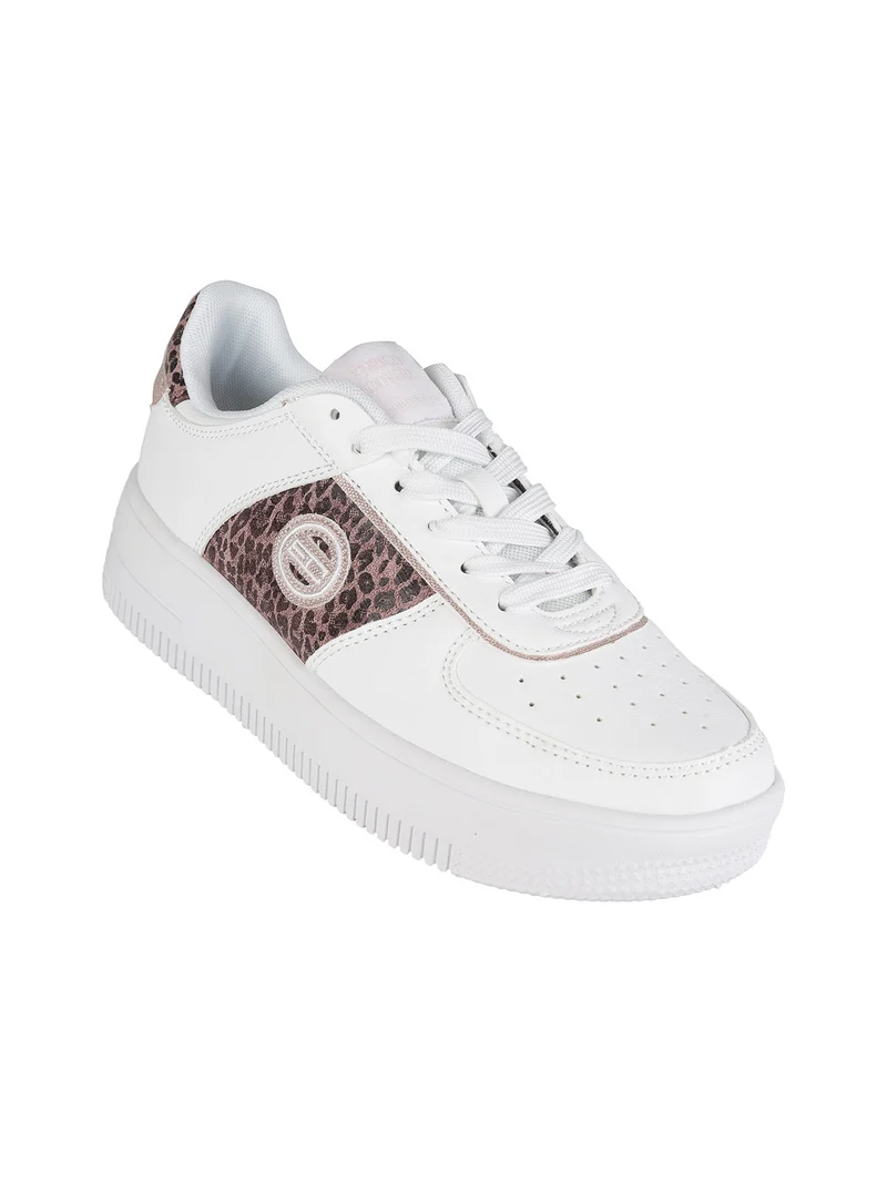 Sneakers donna animalier con platform - bianco