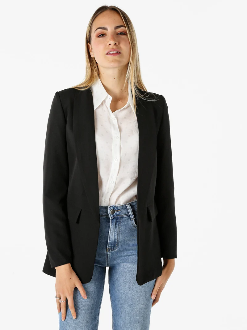 Blazer donna aperto con scollo risvoltato - nero
