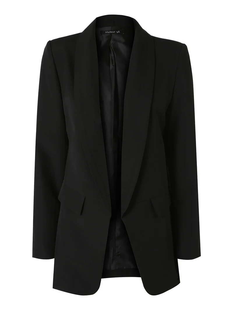 Blazer donna aperto con scollo risvoltato - nero