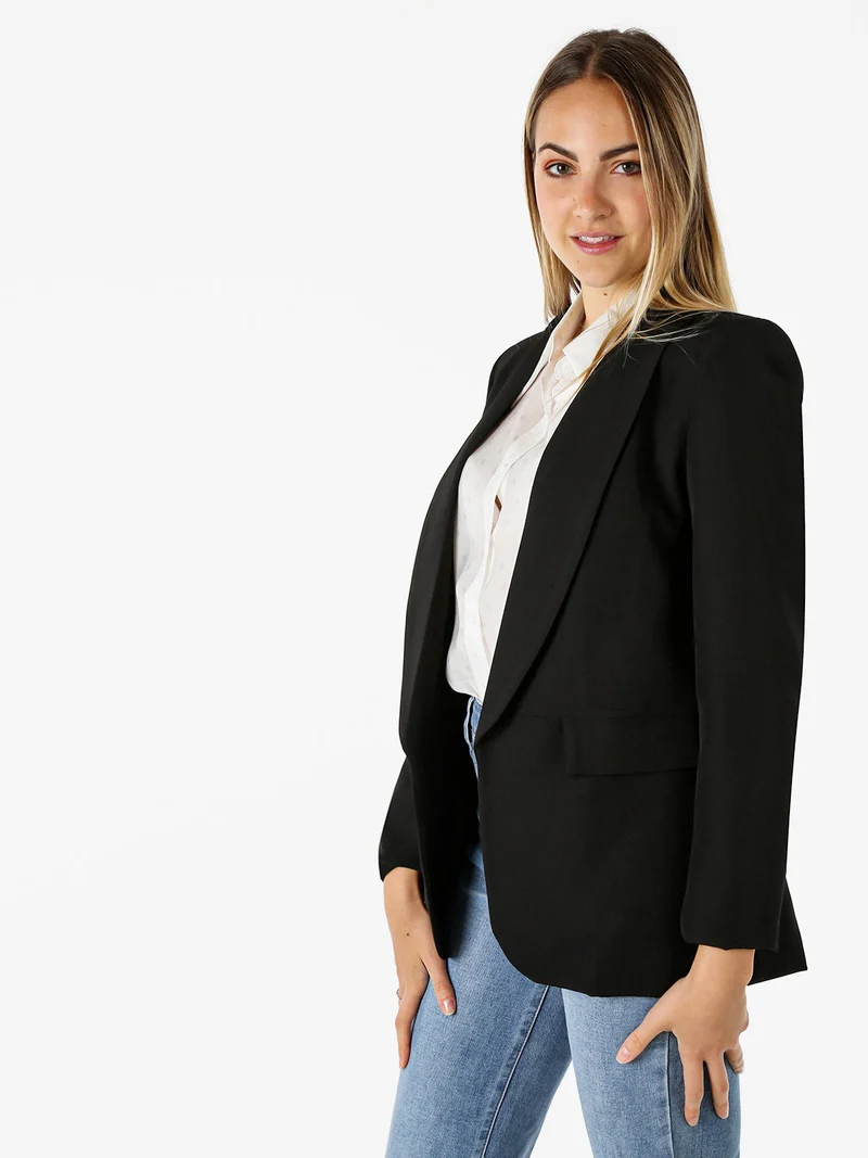 Blazer donna aperto con scollo risvoltato - nero