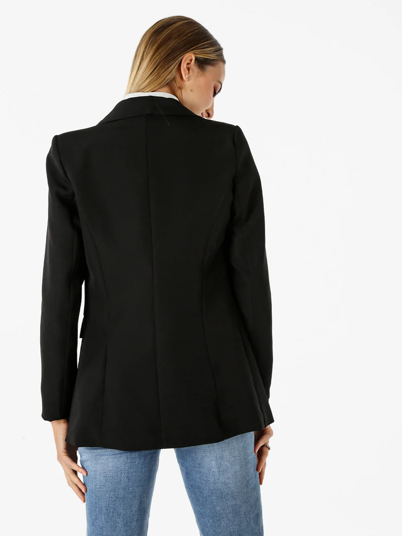 Blazer donna aperto con scollo risvoltato - nero