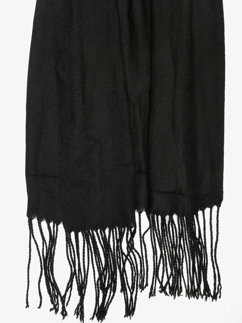 Sciarpa donna in ecopelliccia con frange - nero