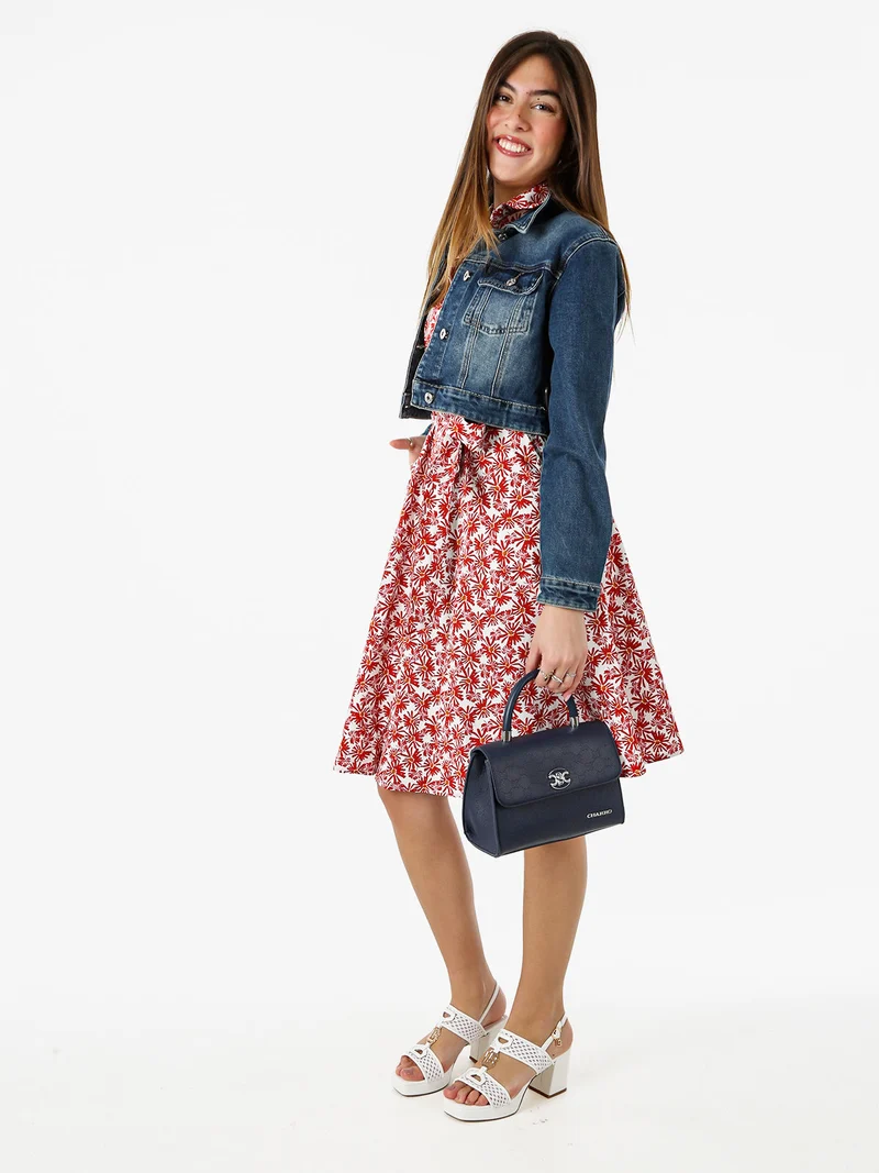 Vestito donna in cotone svasato senza maniche - rosso
