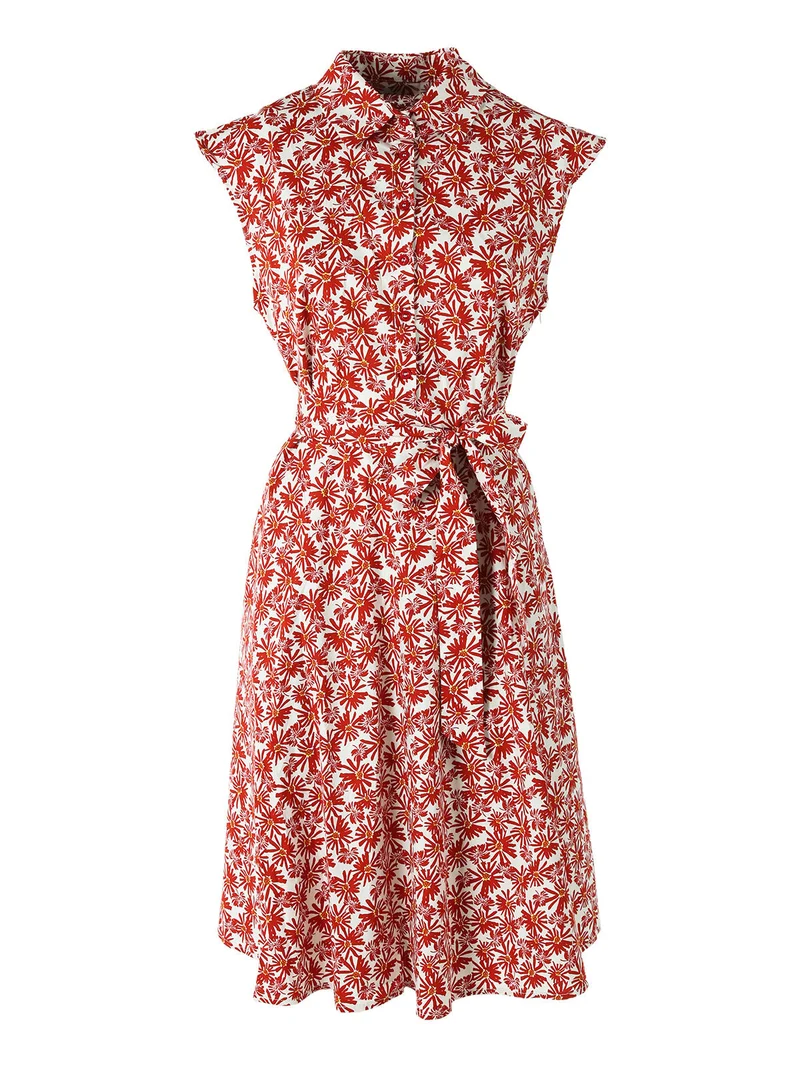 Vestito donna in cotone svasato senza maniche - rosso
