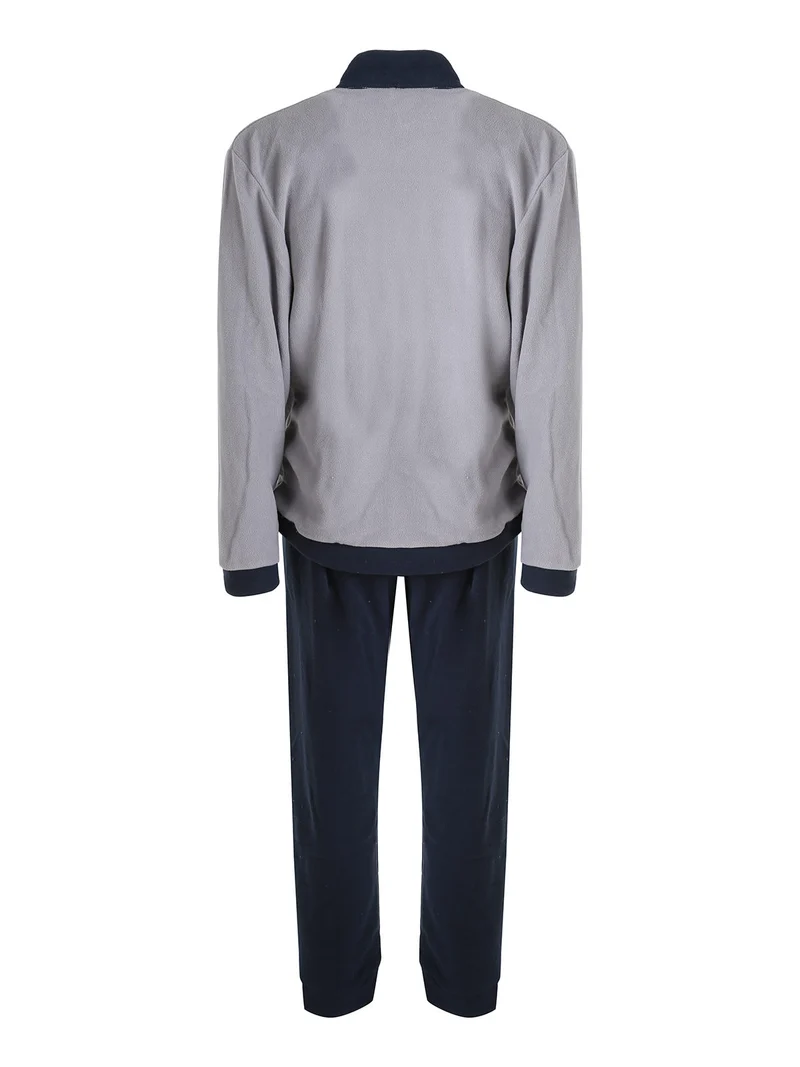 Pigiama da uomo in pile mezza zip - grigio