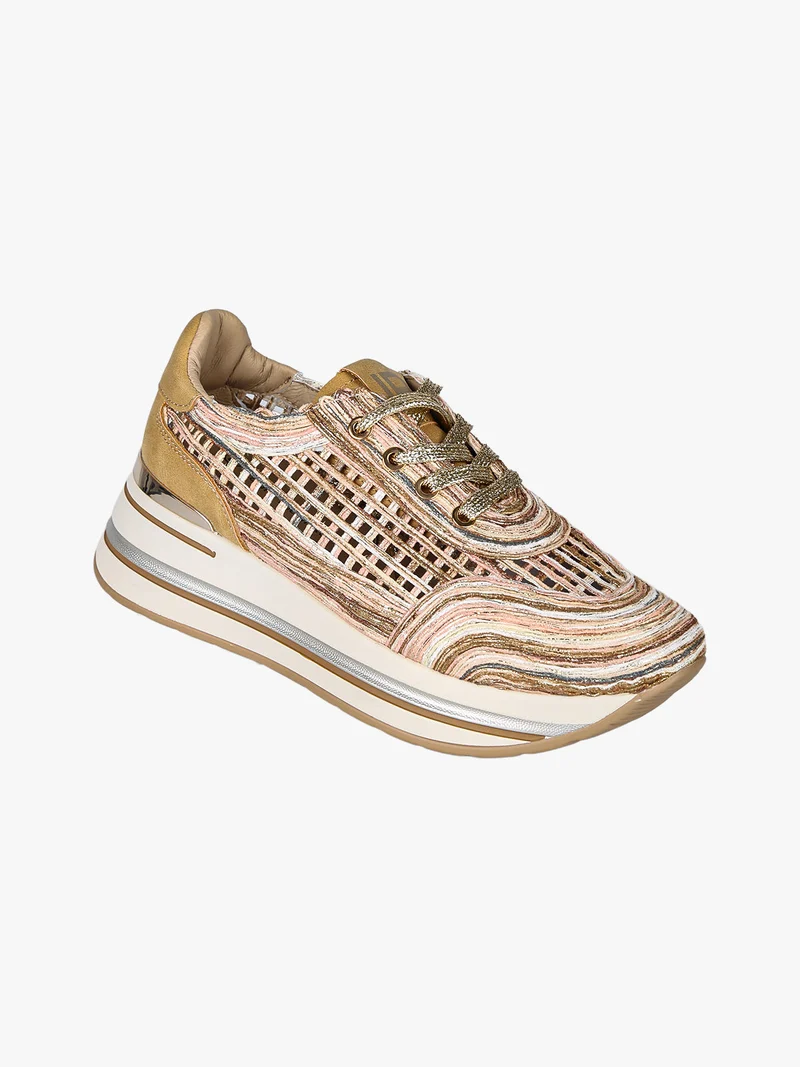Sneakers donna traforate con platform - oro