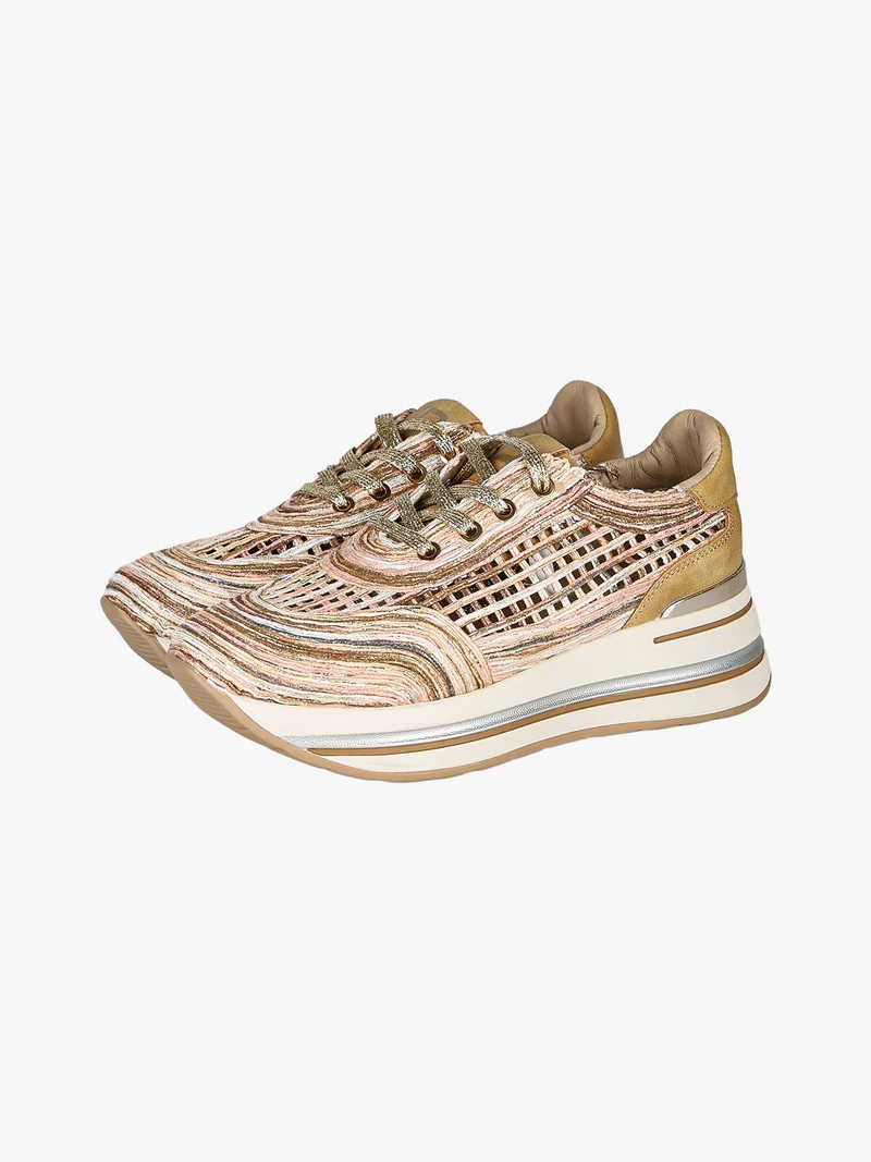 Sneakers donna traforate con platform - oro