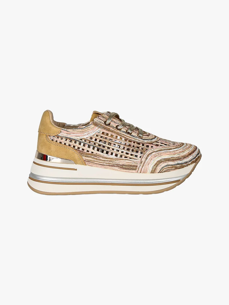 Sneakers donna traforate con platform - oro