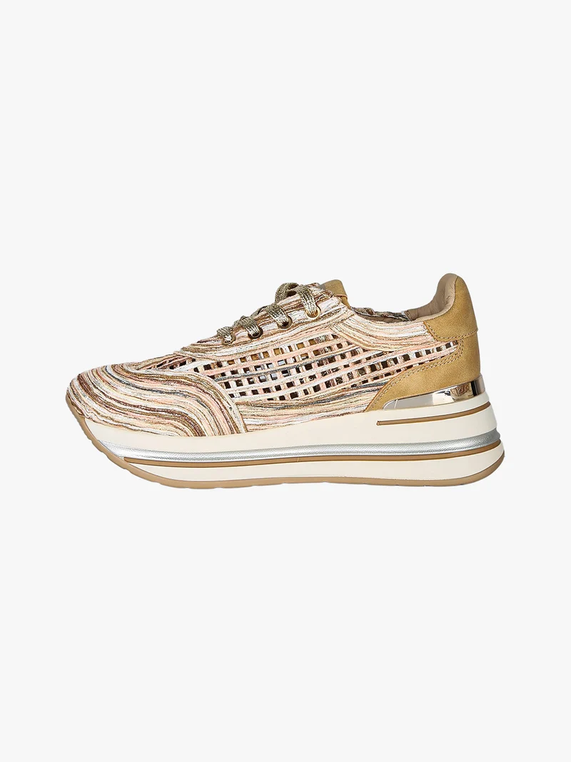 Sneakers donna traforate con platform - oro