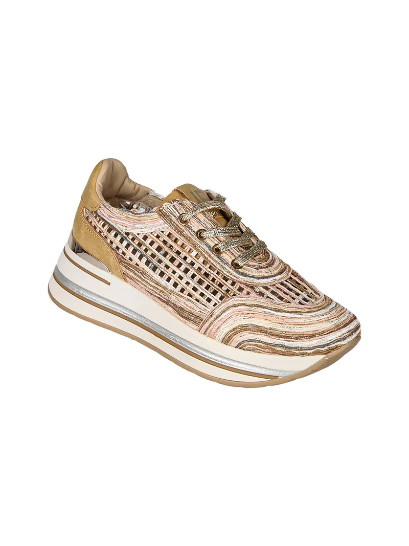 Sneakers donna traforate con platform - oro