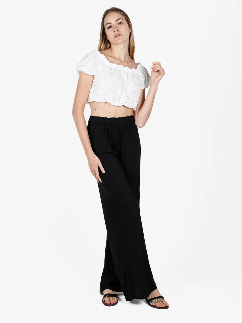 Pantaloni donna leggeri a palazzo - nero