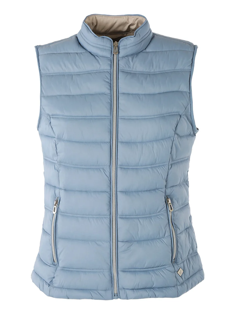 Gilet imbottito da donna con zip - azzurro