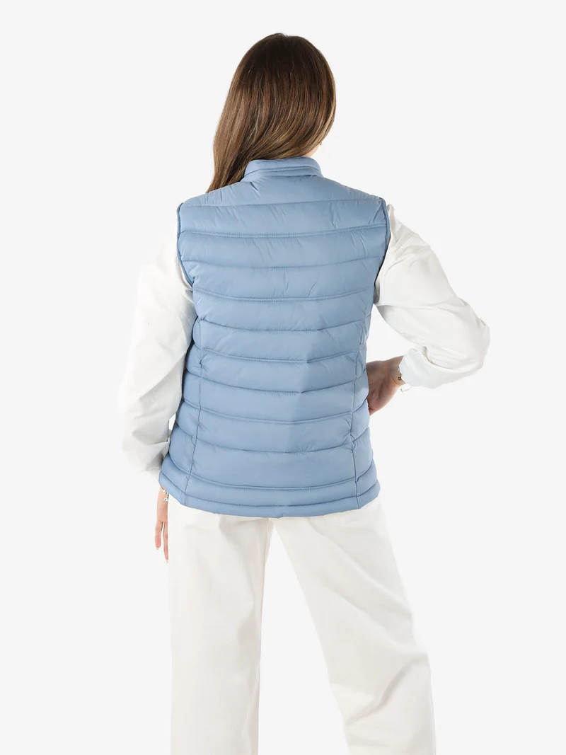 Gilet imbottito da donna con zip - azzurro