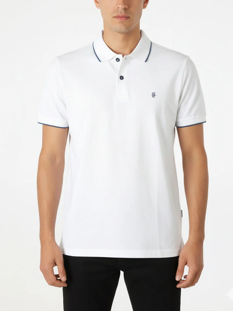 Polo da uomo in cotone a maniche corte - bianco