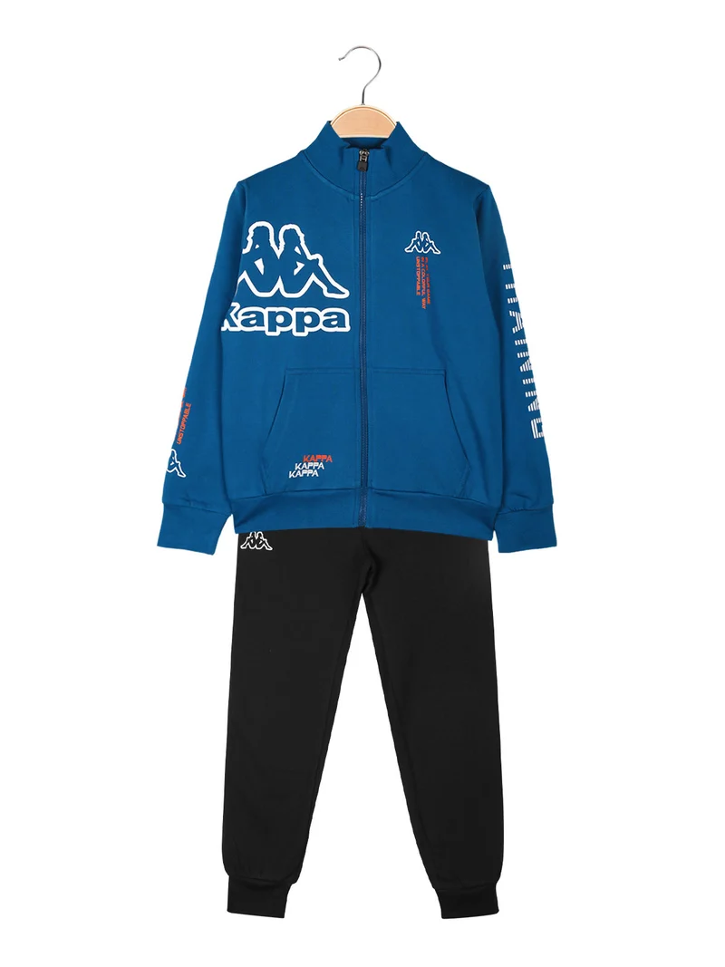 Completo tuta da bambino 2 pezzi con zip e stampa logo - blu