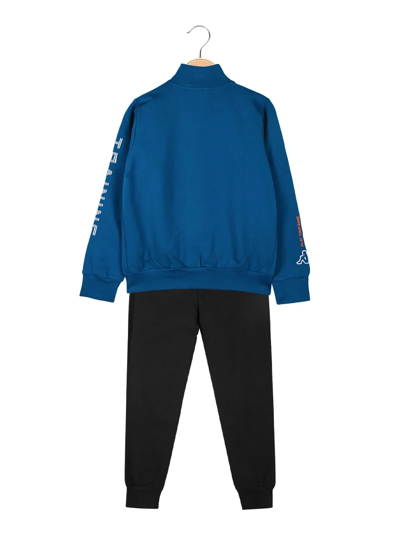 Completo tuta da bambino 2 pezzi con zip e stampa logo - blu