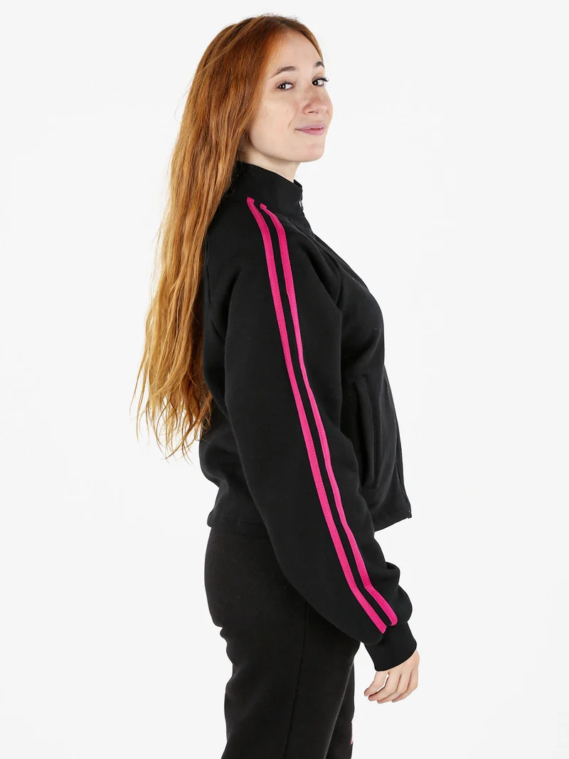 Felpa sportiva da donna full zip a collo alto - nero