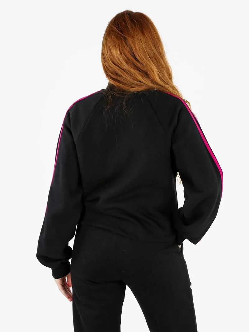 Felpa sportiva da donna full zip a collo alto - nero